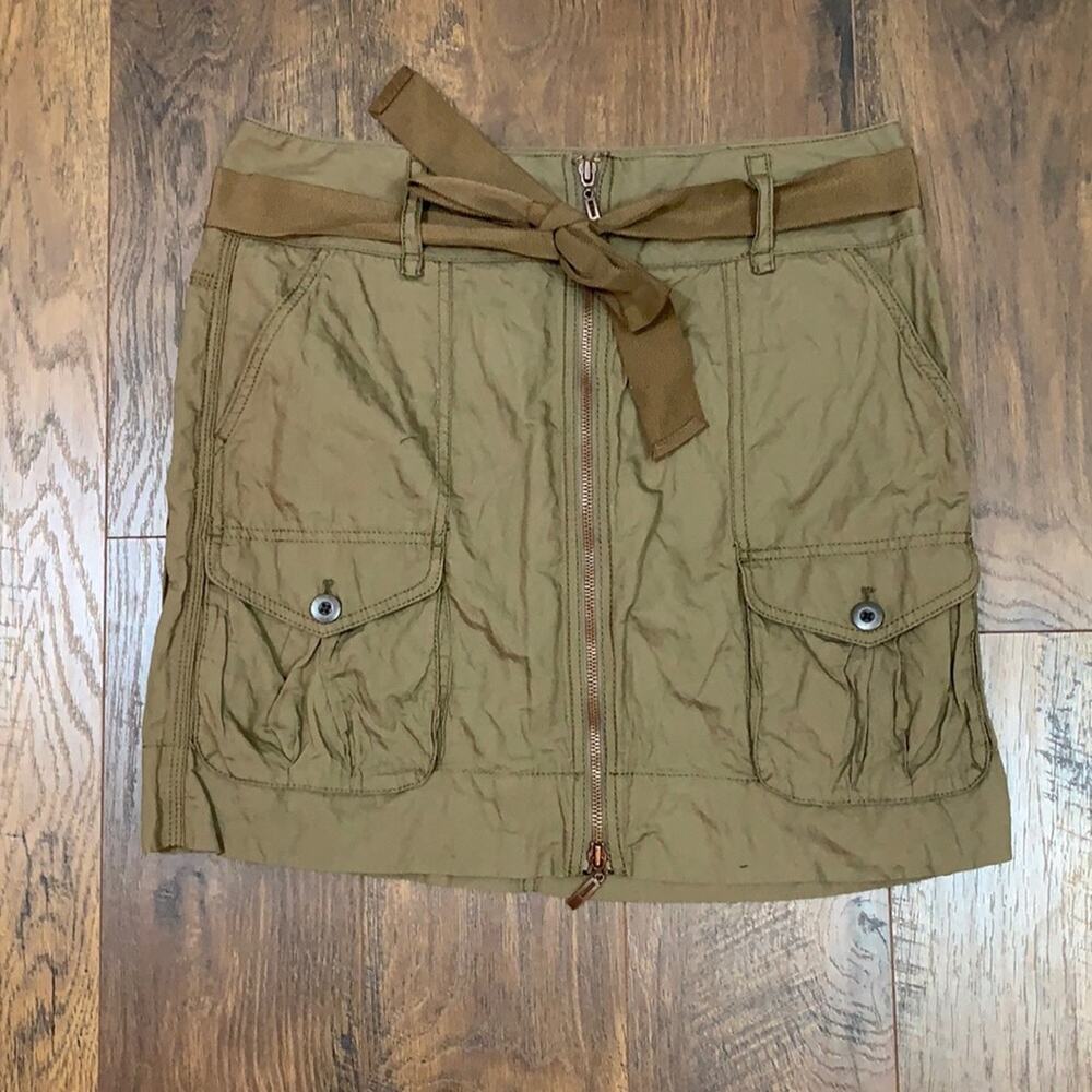 Ann Taylor LOFT Utility Army Green Mini Skirt